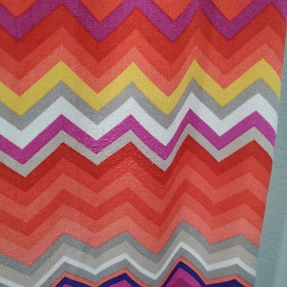 Trina Turk Multi Zinnia Zig Zag Printed Sheath Dress Colorful Capsleeve Retro XS - Picture 12 of 15